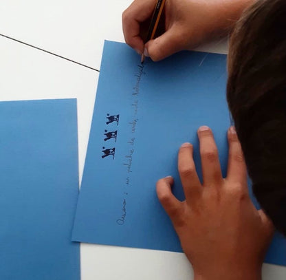 Three Wise Men Writing Paper, Blue